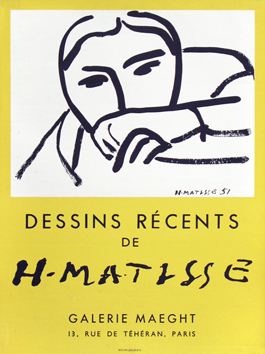 Dessins récents, 1952, affiche imprimée en technique lithographique par Mourlot, pour la Galerie Maeght, Paris.