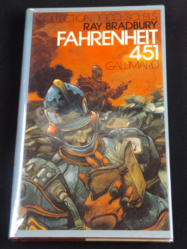 Fahrenheit 451, Ray Bradbury, Gallimard, Collection 1000 Soleils, jaquette d'Enki Bilal     