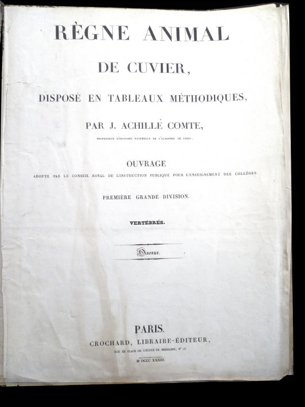 Couverture des planches du règne animal de Cuvier (1)