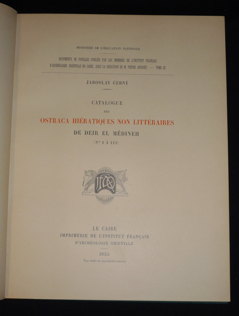 Catalogue des ostraca hiératiques non littéraires de Deir El-Médineh (5 volumes)
