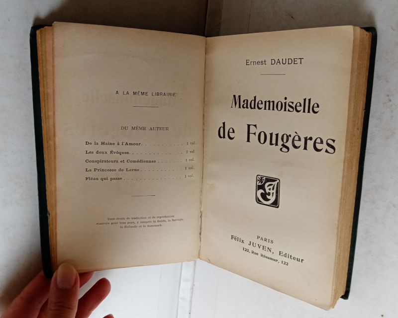Notre exemplaire: "Mademoiselle de Fougères' d'Alphonse Daudet (282 pages)