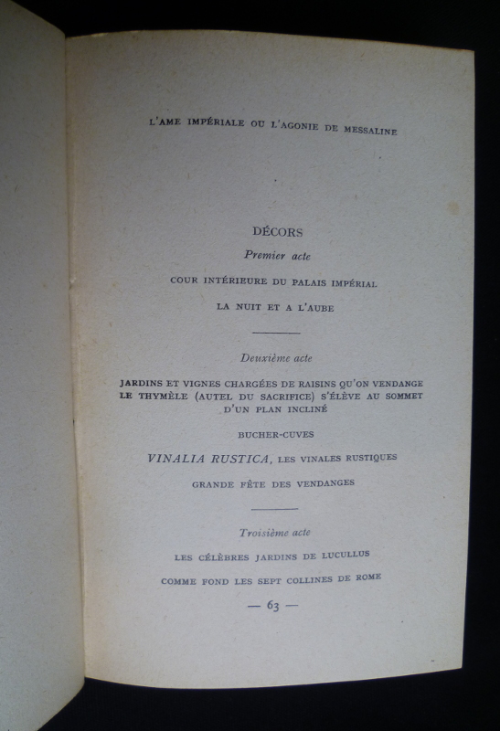 Concernant les décors pour l'édition de L'âme impériale ou l'Agonie de Messaline imprimée en 1929