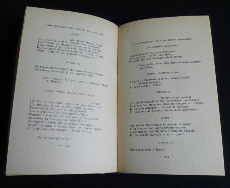 Dialogue dans l'édition de L'âme impériale ou l'Agonie de Messaline imprimée en 1929