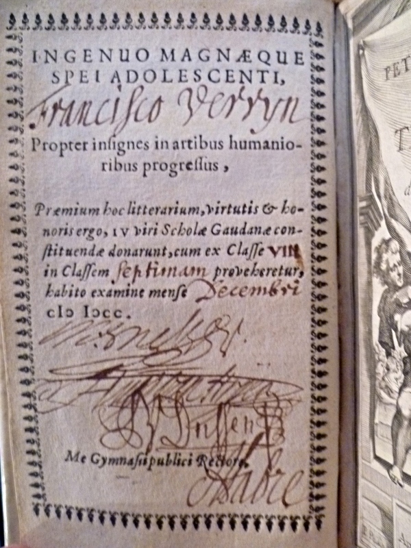 Carton de prix scolaire datant de 1700